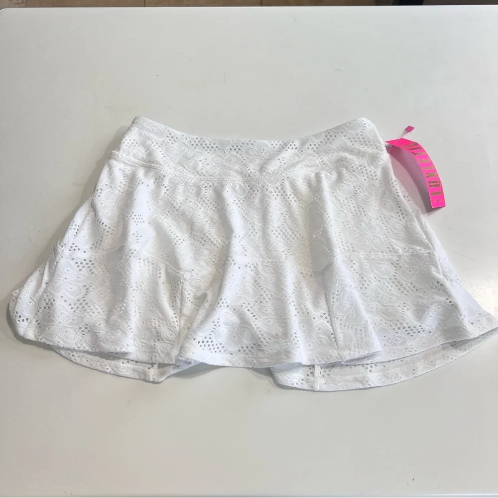 NWT Lilly Pulitzer Luxletic Corrine Skort Asana Tank White Floral Eyelet XS - Picture 7 of 9